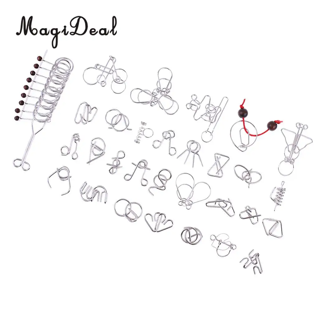 MagiDeal 30Pcs/Lot Metal Crafts Chinese Ring Puzzle IQ EQ Brain Teaser Kids Children Educational Toy Novelty Gift
