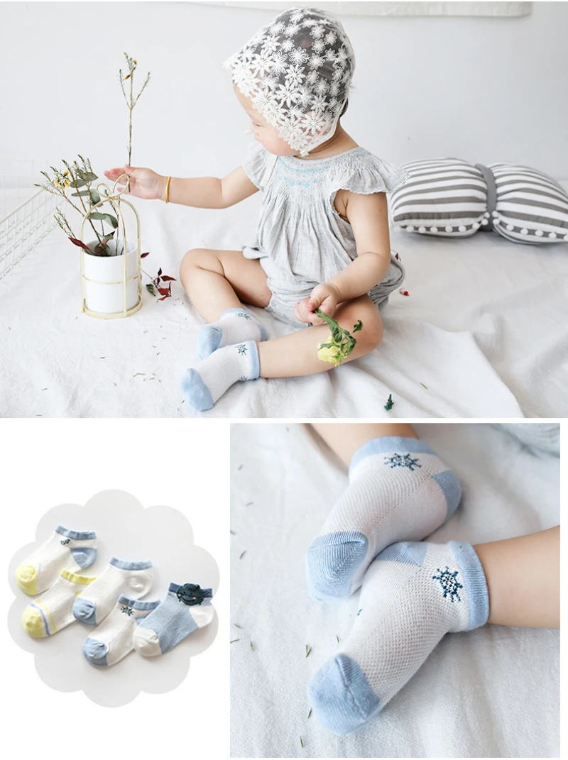 

3~8 Year 5Pairs/lot Baby Socks Summer Mesh Thin Baby Socks for Girls Cotton Newborn Boy Toddler Socks for Baby Socks Newborn