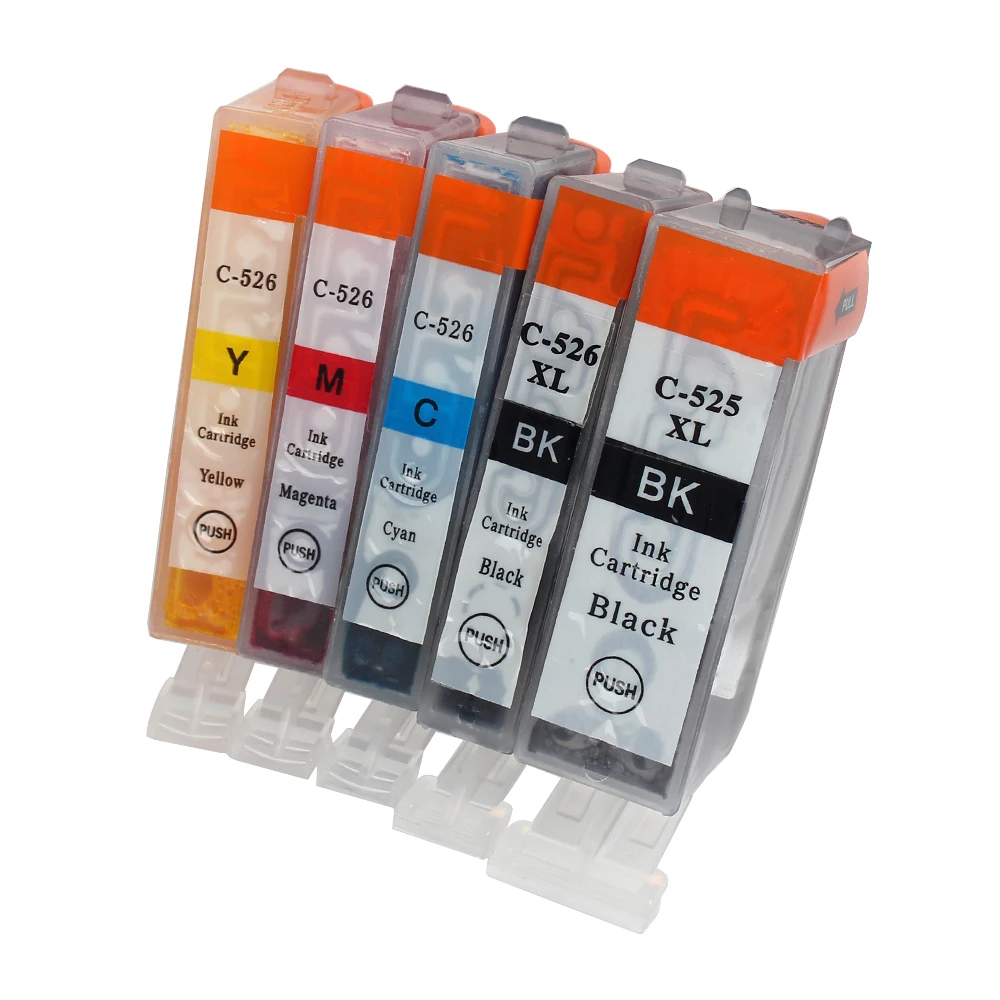 5PK,Ink Cartridge for Canon PGI 525 CLI 526 XL PGI525 CLI526 Pixma