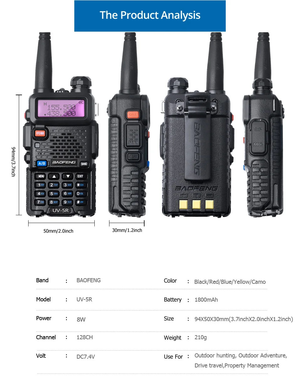 Baofeng UV-5R 8 Вт Walkie Talkie 10 км двухдиапазонный UV 5R Ham двухстороннее радио VOX фонарик ручной дальний портативный охотничий радиоприемник