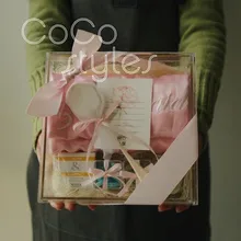 Cocostyles индивидуальный дизайн пустая мода Золотая фольга акриловый подарок коробка с лентой для современного свадебный подарок подружки невесты коробка