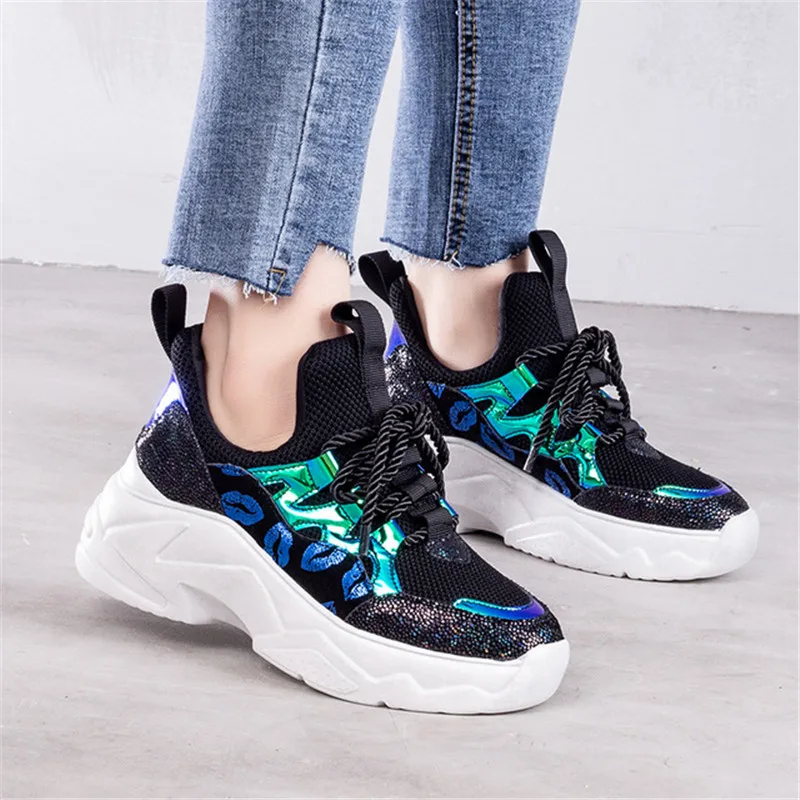 

2019 New Fashion Spring summer Genuine Leather Flying weaving jogging sneakers women Ultralight damping Breathable shoes woman