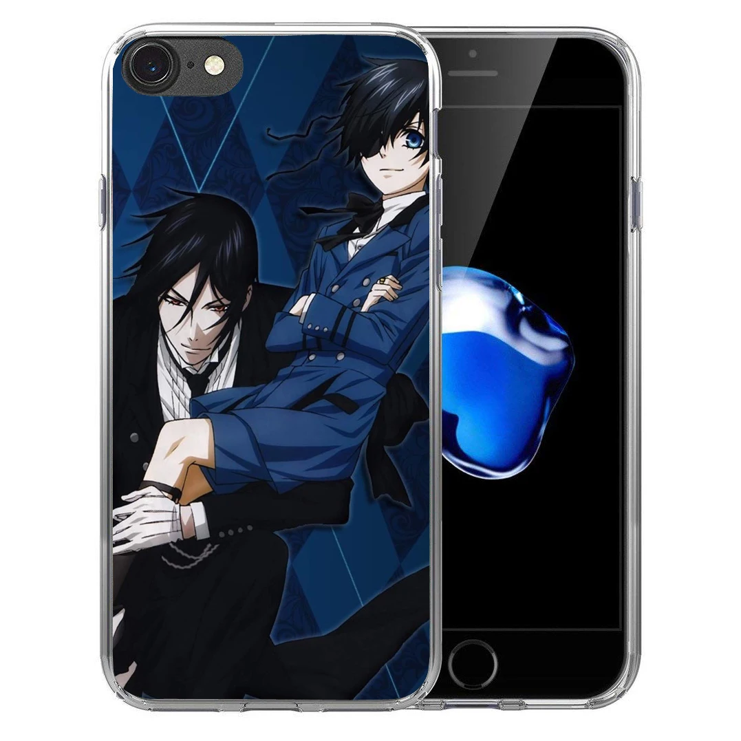 Для iPhone X 8 7 плюс 6 6s 5 5S SE Мягкий силиконовый чехол ТПУ японского аниме black Butler