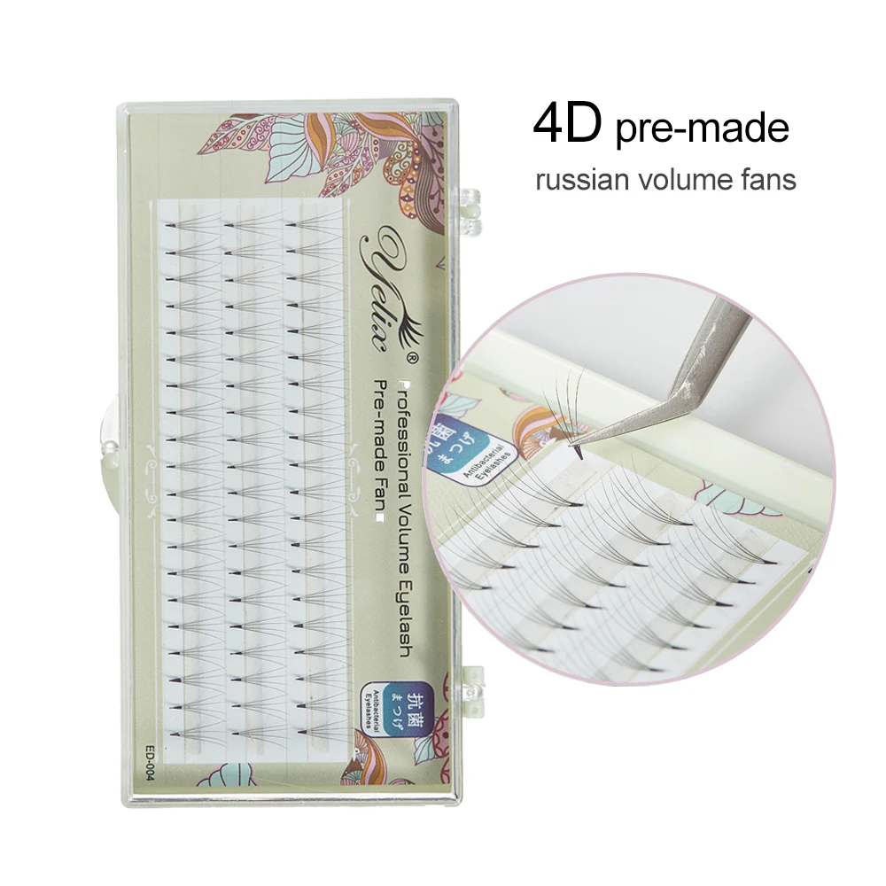 

Yelix 4D Cluster Lashes Premade Volume Fans Russian Volume Eyelash Extensions Short Stem Individual Eyelashes