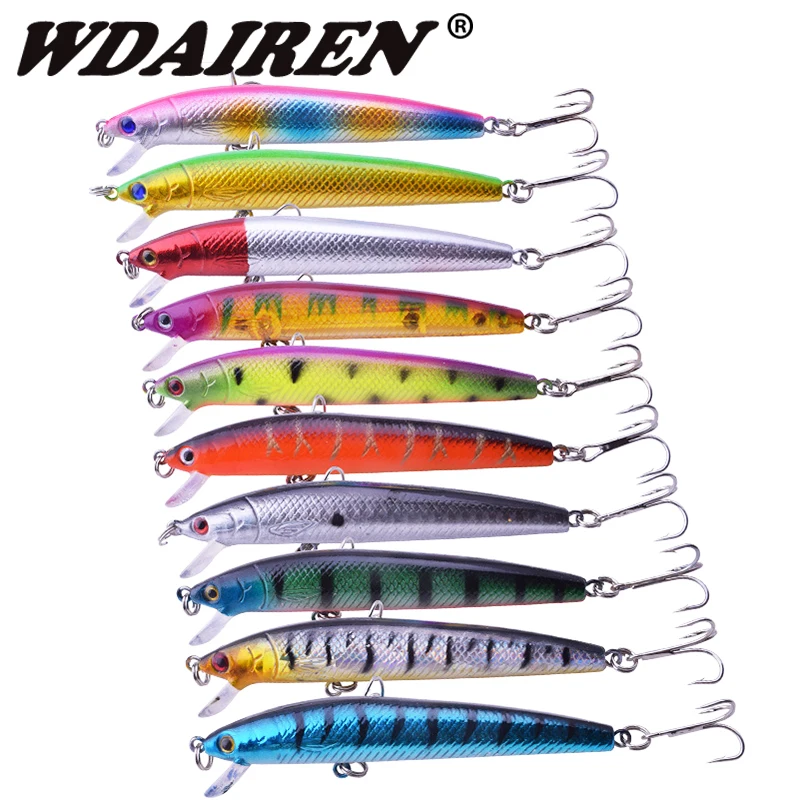 

10pcs/lot Minnow Fishing Lure 9.5cm 7.8g Classic style Hard Fishing Bait Fishing Tackle Swimbait Crankbait Pesca bait kit