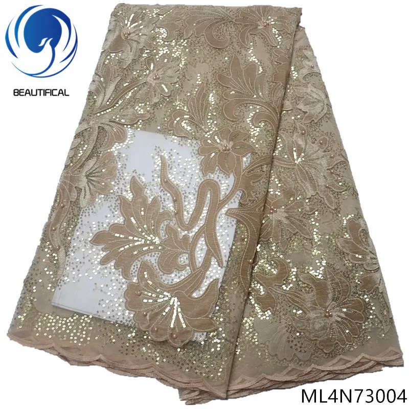 

BEAUTIFICAL sequins african lace 5 yards french tulle fabric mesh lace sequins high quality lace ML4N730