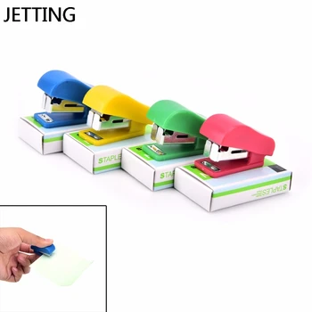 

JETTING Mini Stapler Candy Solid Color Plastic Fastener Paper Stapler Manual Stapler No. 10 Staples Set Random 1set Stapler