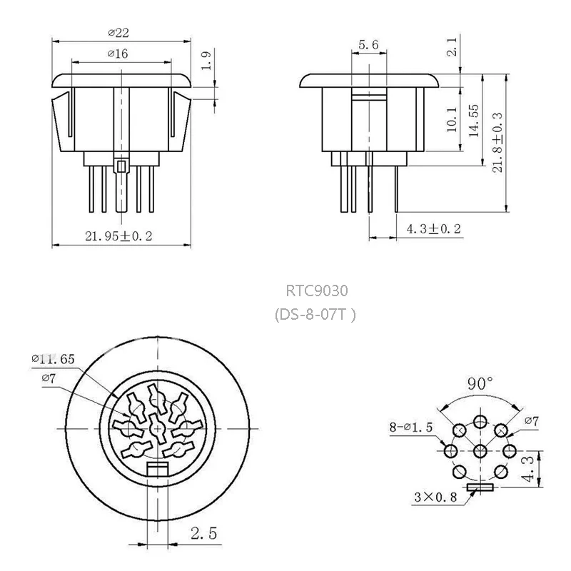 1 шт. 8pin Micro Power Socket S терминалы DIN Женский разъем PCB панель монтажный для