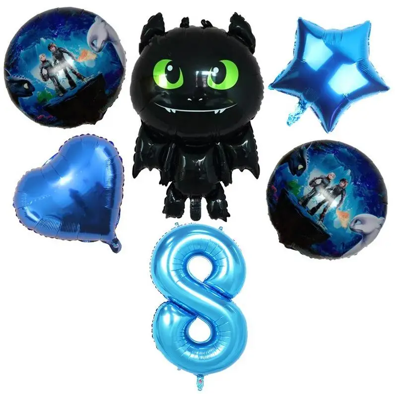 Беззубик номер 0-9 фольгированные шары Как приручить дракона шары Герой Тема День рождения Свадьба вечеринка украшения детские игрушки для мальчиков - Цвет: Blue 8
