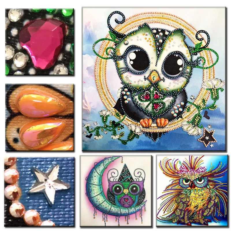 RUBOS DIY 5D Diamond Embroidery Owl Animals Special Bead Big Pearl Diamond Painting Mosaic New Sale Gift Craft Hobby Home Decor (11)