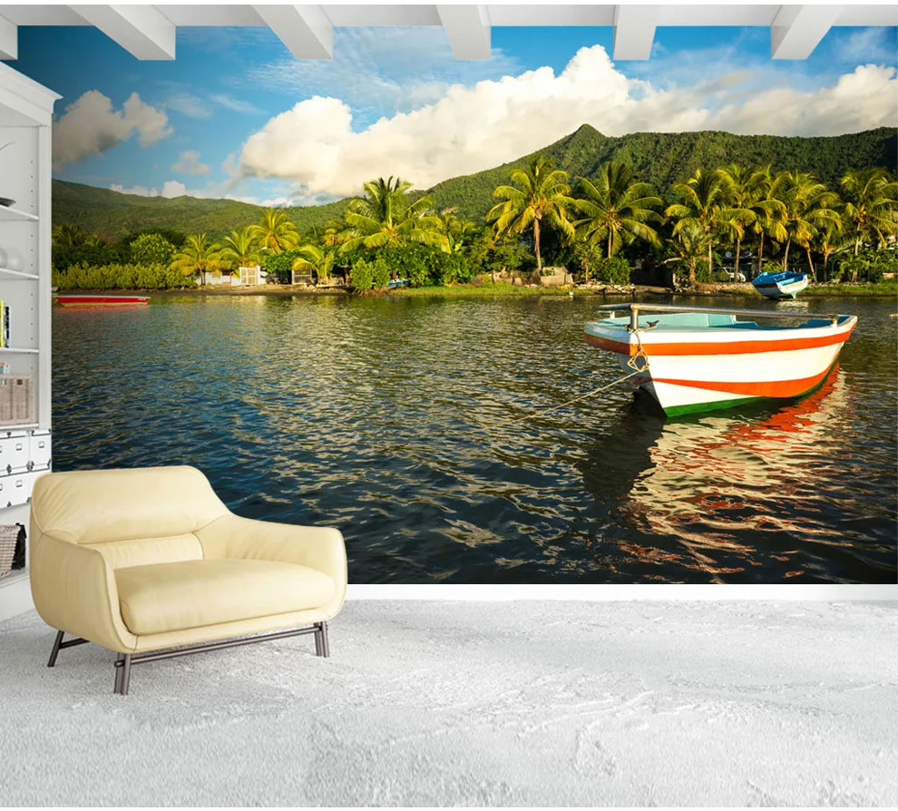 Bacaz Mauritius Island Scenery Wallpaper Mural for Living Room 3D Photo