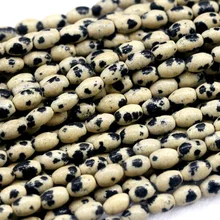 Натуральный черный точечный камень в пятнышко Форма Риса овальные бусины 4-12 мм подходят ювелирные изделия DIY ожерелье или браслеты 1" 03818