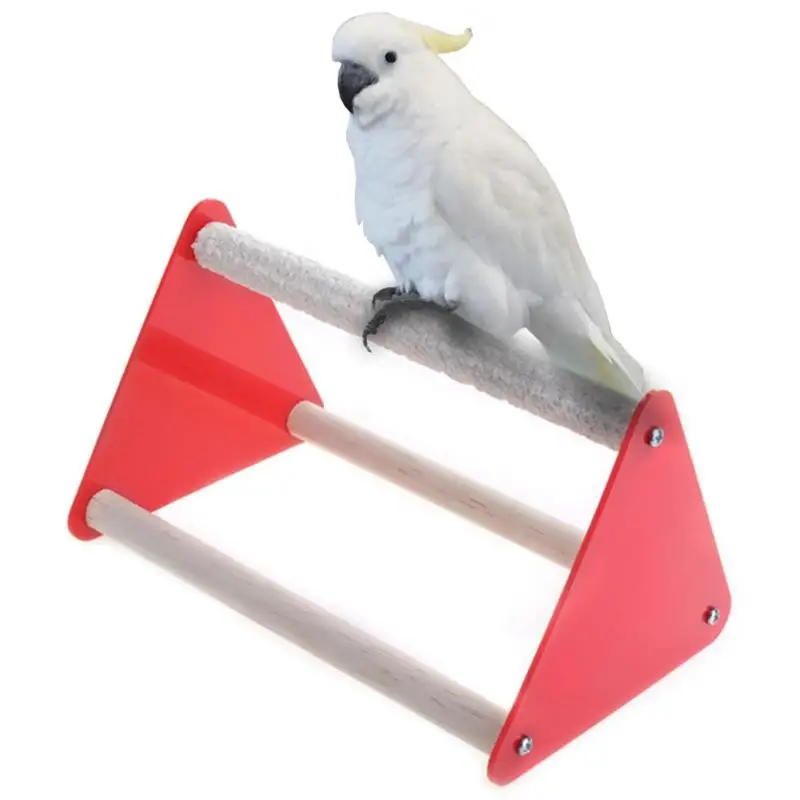 

Parrot Bird Perch Stand Bite Grinder Claw Rubber Bird Toys Triangle Ladder Acrylic Pet Toys Entertaining Parrot Toys Supplies