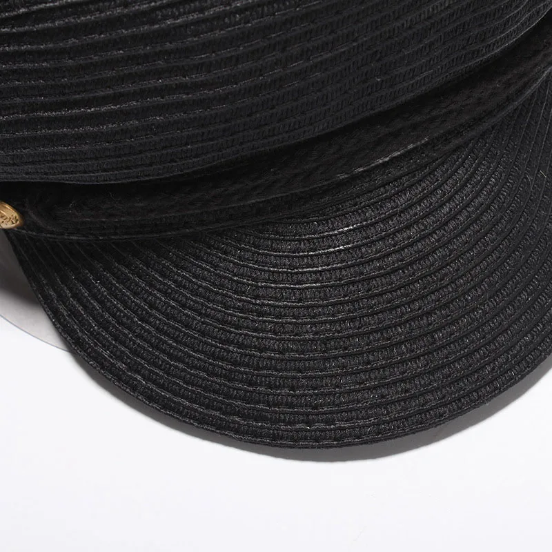 Fashion Punk Style Straw Hat Women Flat Top Army Cap Female Cool Solid Color Baseball Caps Summer Ladies Outdoor Sun Hats CP0199 (7)