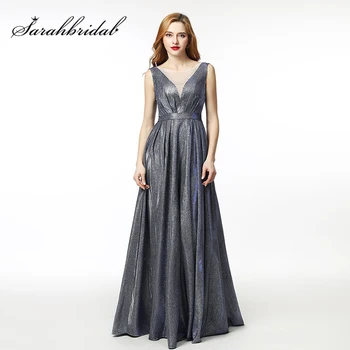 

2019 Open Back Lace Up A Line Long Evening Dress Illusion Party Elegant Vestido De Festa Steel Prom Gowns New Arrival L5313