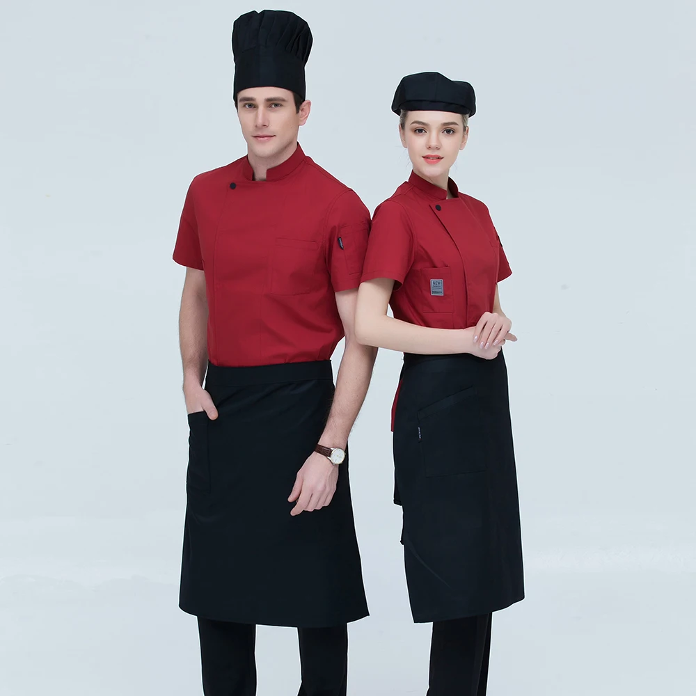 Высококачественная Мужская Рабочая одежда шеф-повара униформы с короткими рукавами, летняя повседневная одежда для кухни, ресторанные Топы - Цвет: coat4
