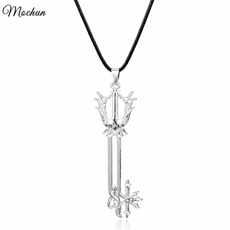 

MQCHUN Vintage Silver Color Sora Keyblade Oathkeeper Rope Chain Necklace Kingdom Hearts ROXAS Sword Pendant Necklace 2017 Hot