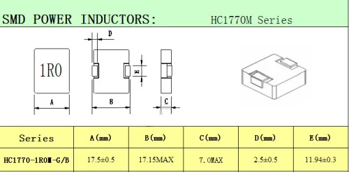 Tangda HC1770 1770 2.2UH 3.3UH 4.7UH 5.6UH 6.8UH 10UH 15UH 22UH 33UH 47UH 68UH 100UH SMD 15A 24A адаптера переменного тока индуктивности 17*17*7 Вт