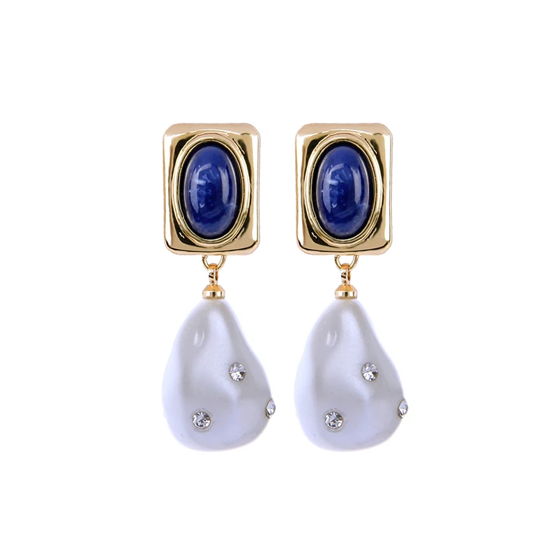 

Fashion Jewelry Vintage Acrylic Earrings For Women Geometric Oval Imitation Pearl Drop Dangle Earrings Ethnic Accessories