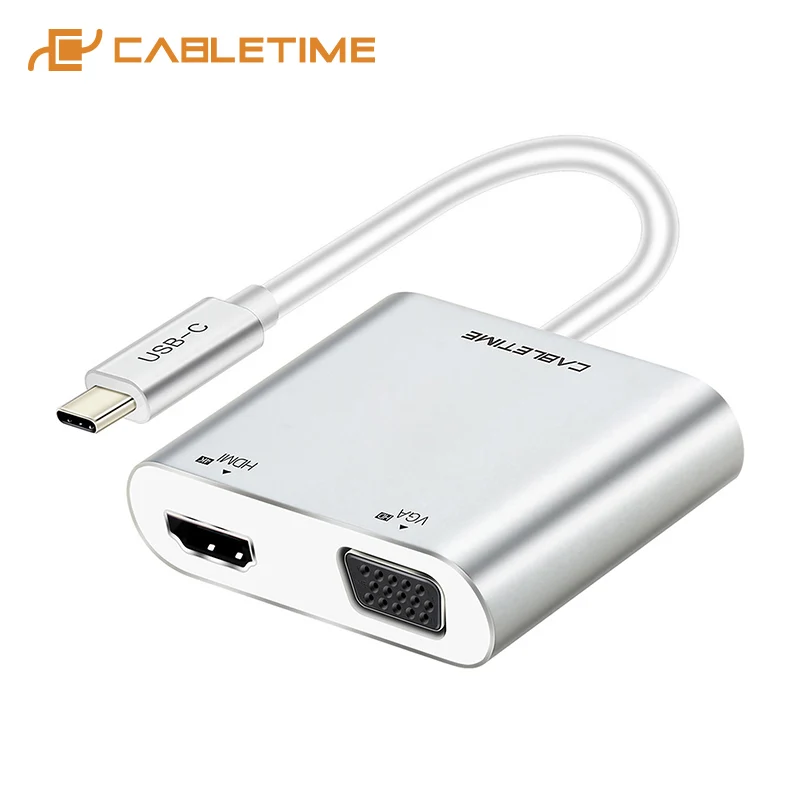 Кабель usb-хаб USB C к HDMI VGA 2 в 1 type C к HDMI 4K USB-C VGA концентратор для samsung Galaxy S9/S8/Note 9 huawei mate C037