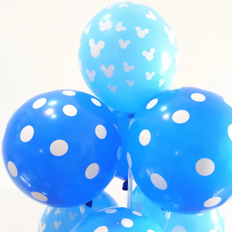 Novedad 12 pulgadas niños Baby Shower látex globo niño feliz cumpleaños impreso Mickey Polka dot fiesta suministros helio globos azules Novedad 12 pulgadas niños Baby Shower látex globo niño feliz cumpleaños impreso Mickey Polka dot fiesta suministros helio globos azules