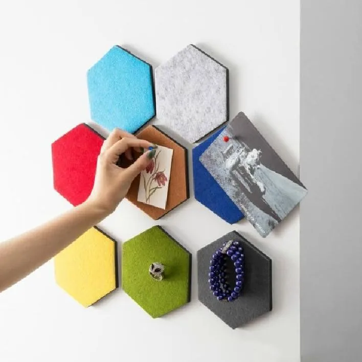

TECHOME Creative Hexagon Round Square Felt Decorative Wall Sticker Home Color Decorative Plates