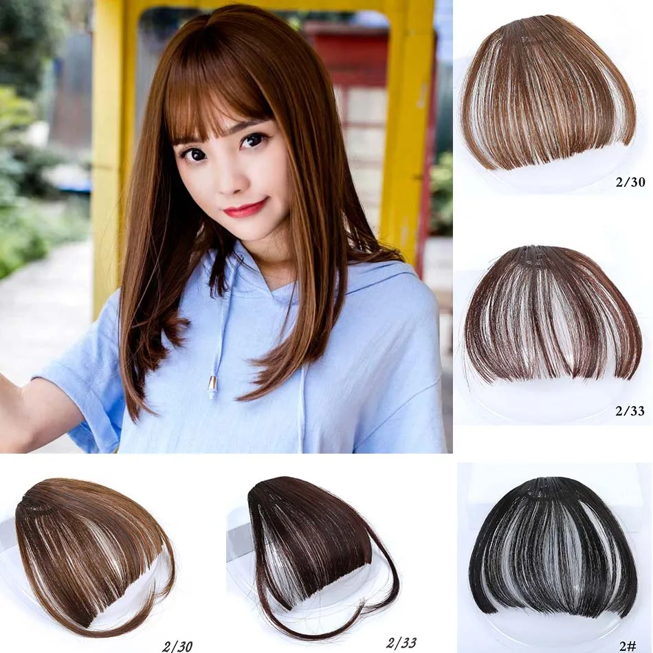 Mumupi Natural Thin Bang Clip On Hair Fringe Extensions With