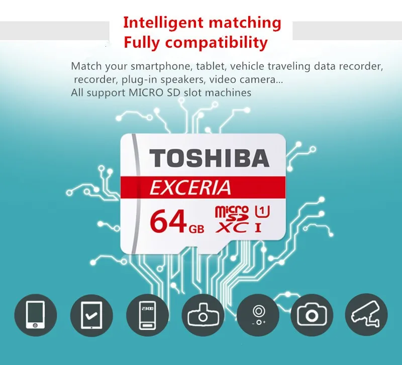 TOSHIBA Micro SD Card 64 ГБ 32 ГБ оперативной памяти, 16 Гб встроенной памяти класса 10 48 МБ/с. UHS-1, TF карта, Micro SDHC для смартфон планшет Xiaomi lenovo