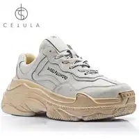 @Cetula 2019 Handcrafted Lace-up Urban Waxed Full Grain Leather Atheletic Women Shoes ft.Silver&Black Tones Oversize Outsole