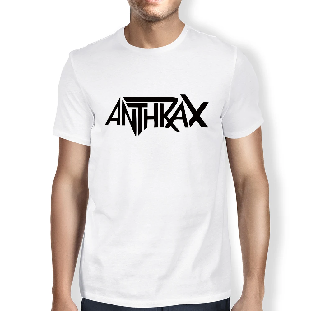 Футболка мужская с принтом Anthrax белая Свободная Повседневная рубашка коротким