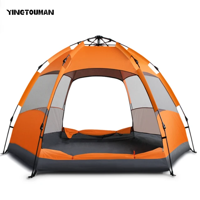 Best Price YINGTOUMAN Outdoor 5-8 Person Quick Automatic Opening Outdoor Camping Picnic Double Tents Sunscreen Hexagonal Tent