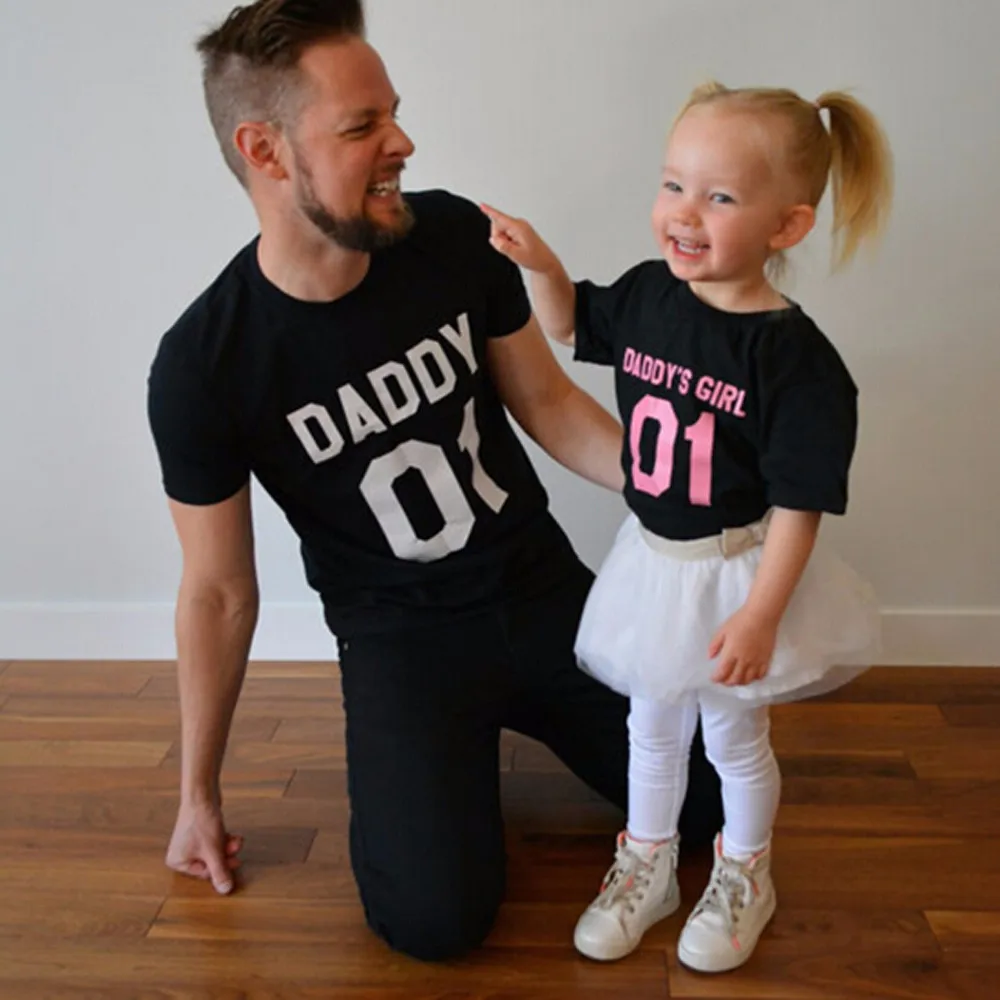 

T-Shirts Family Matching Outfits T shirt summer Top Tee Dad and Baby Girl C0417
