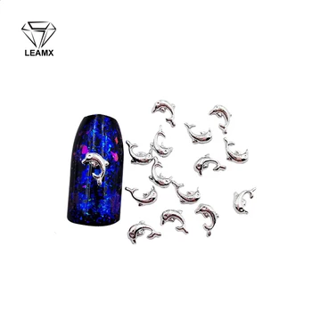 

50 PCS/bag Silver Dolphin Shape Alloy 3D Nail Art Decoration Metall Glittering DIY Beautiful Girl Lovely Glamour Nail Stickers