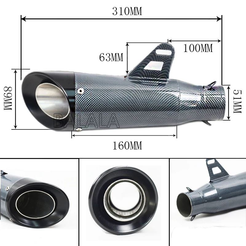 51 мм на входе Универсальный побег на мотоцикле изменение Escape глушитель для скутера для SC GP Проект Байк выхлопной трубы