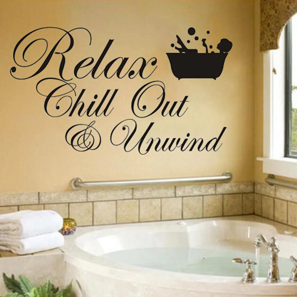 Relax Bathroom Hot English Proverbs Carved Wall Sticker Relax Bathroom