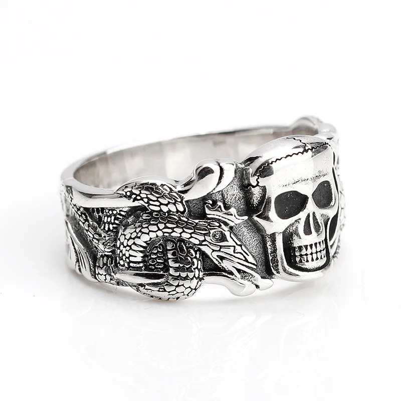 Мужское кольцо с черепом 925 Череп из стерлингового серебра Дьявол Змея Корона улица панк стиль серебро 925 кольцо для мужчин хорошее ювелирное изделие подарок