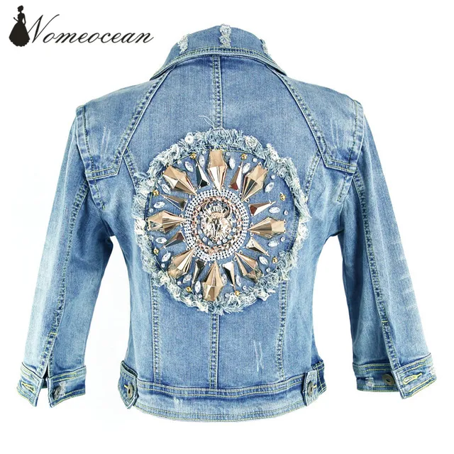 Buy Rhinestone Beading Back Jean Jackets 2018 Autumn