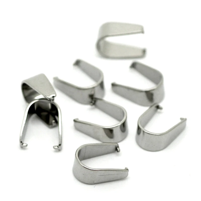 

Stainless Steel Clasps Pendant Pinch Bail Clasps Silver Color U-shaped Melon Seeds Buckle For DIY 13mmx10mm 100 pcs/lot