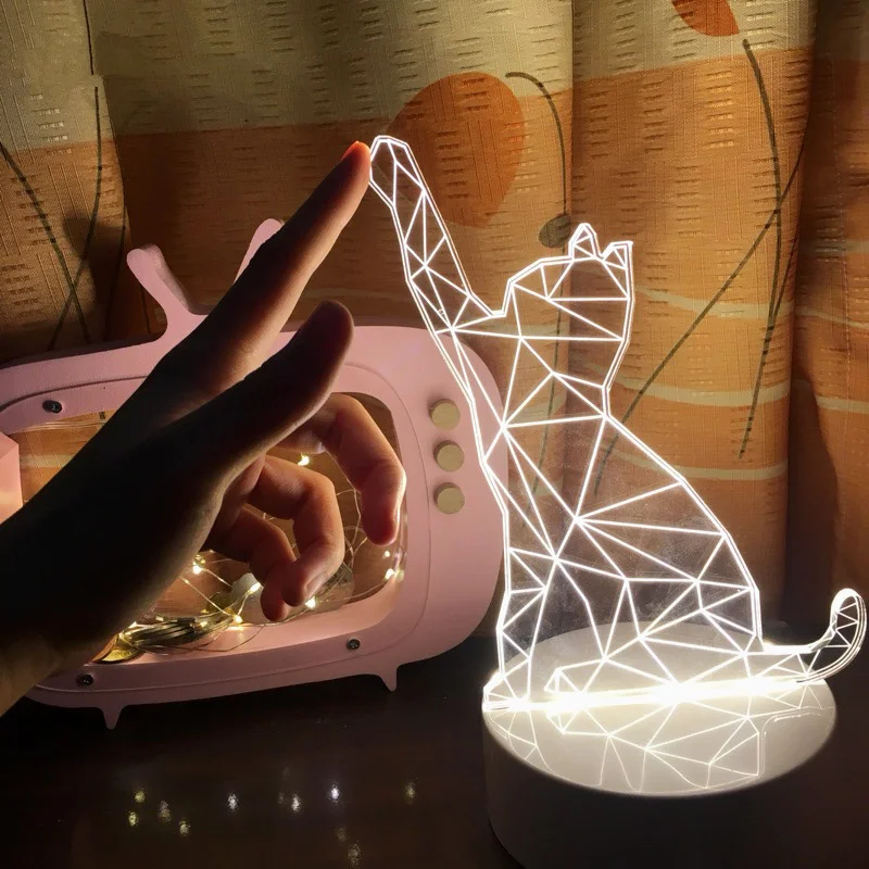 3D الغزلان قلم بلاستيكي للمكتب مصباح حالمة لطيف إضاءة للطاولات 3 اللون تغيير التبديل نوم خزانة ليلة ضوء ديكور المنزل الإبداعية هدية