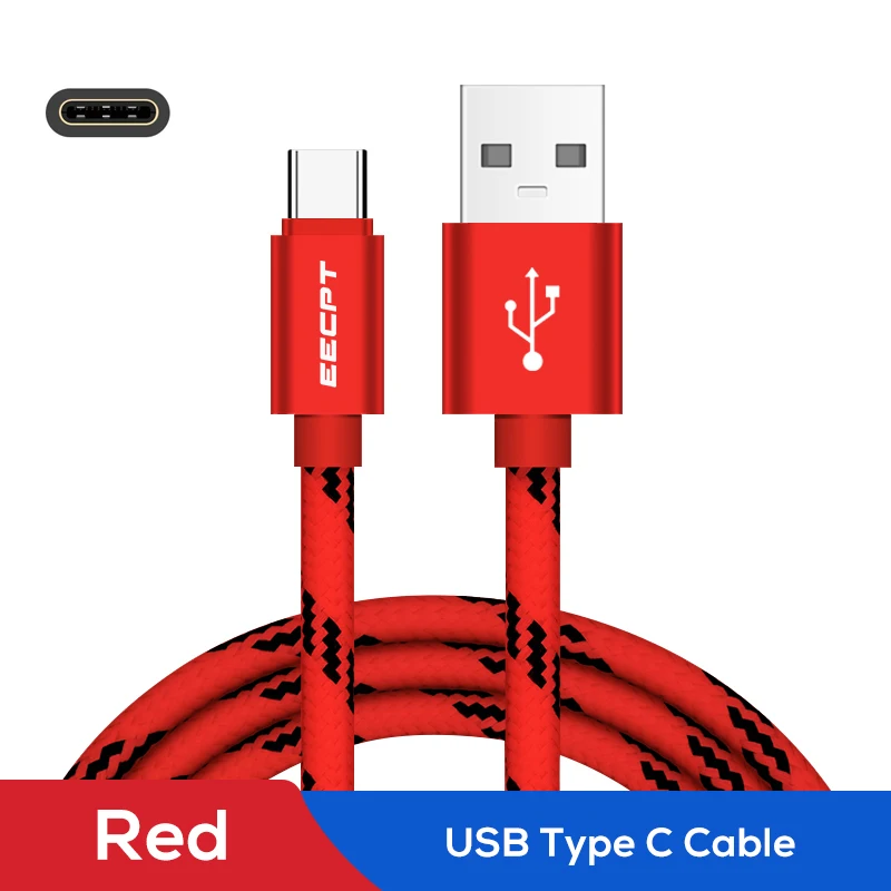 Кабель usb type-C EECPT для samsung S9 S8 Xiaomi mi 9 Red mi Note 7 USB-C, кабель для быстрой зарядки и передачи данных type-C, зарядный кабель для huawei - Цвет: Red