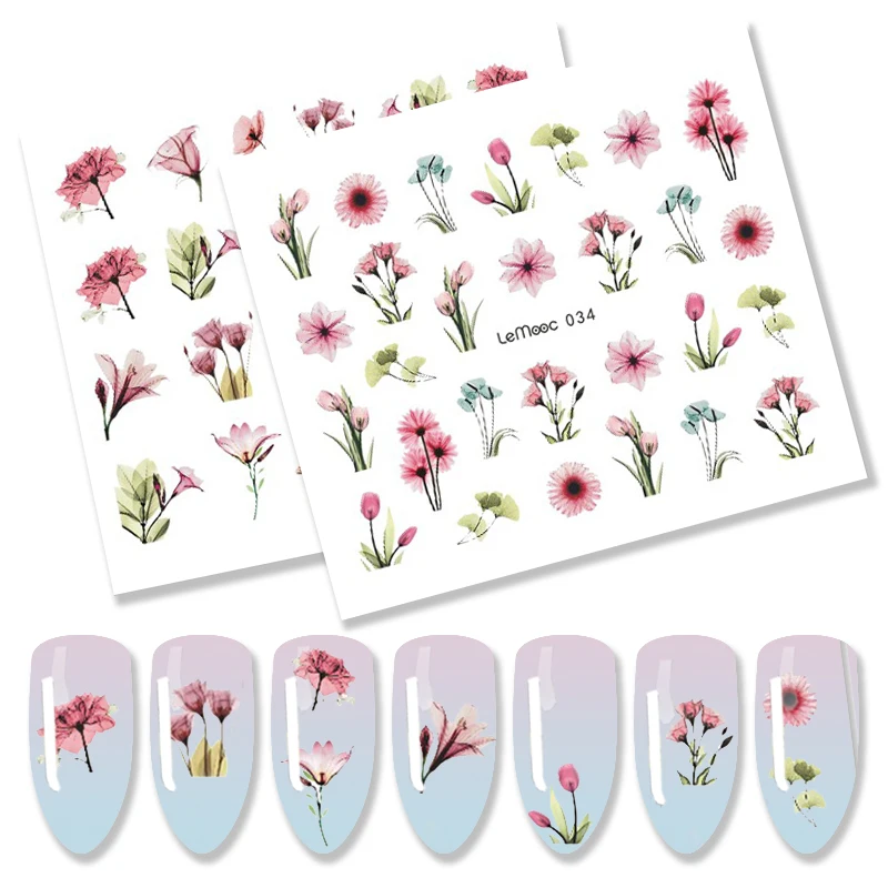 

LEMOOC 1 Sheet Flamingo Designs Nail Transfer Sticker Water Decal Nail Art Decoration for Manicure Watermark