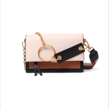 

European and American designers contrast color ring organ leather bag for women and cowhide bag for women qq172