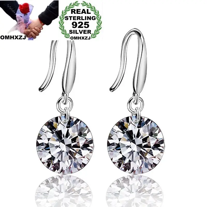 Женские свадебные серьги OMHXZJ вечерние из стерлингового серебра 925 пробы с Белым