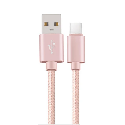 Нейлон USB-C Зарядное устройство кабель для sony Xperia L1 G3312 G3311 G3313 XA1 ультра G3221 G3121 USB 3,1 Тип C кабель синхронизации данных и зарядки - Цвет: Pink