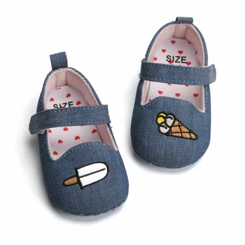 

Baby Girl First Walker Baby Shoes Spring Autumn Denim Cute Ice cream Toddler Princess First Walkers Girls Kid Shoes 2019