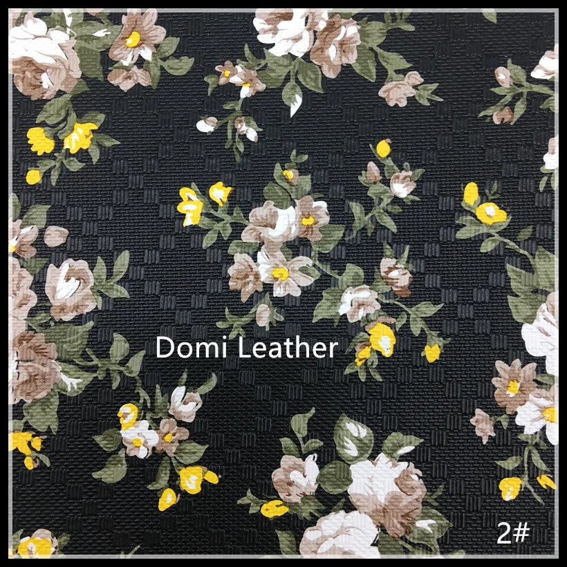 (DM7022) Flower Printed Leather Fabricin Synthetic Leather from Home