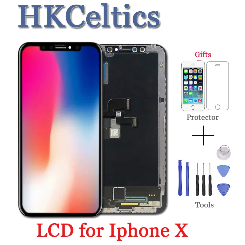 

2pcs 1:1 Perfectly match LCD Display For iPhone X + Touch Screen Digitizer Assembly Replacement Parts Support ""Muli-touch