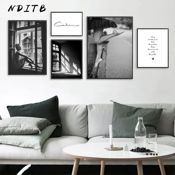 

Abstract Girl Canvas Fashion Poster Black White Wall Art Print Painting Nordic Decoration Picture Scandinavian Home Decor