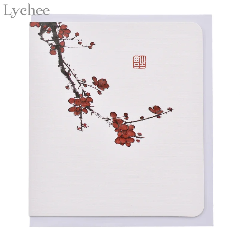  Lychee 10pcs Classical Chinese Flower Postcards With Envelope Greeting Message Cards Birthday Weddi