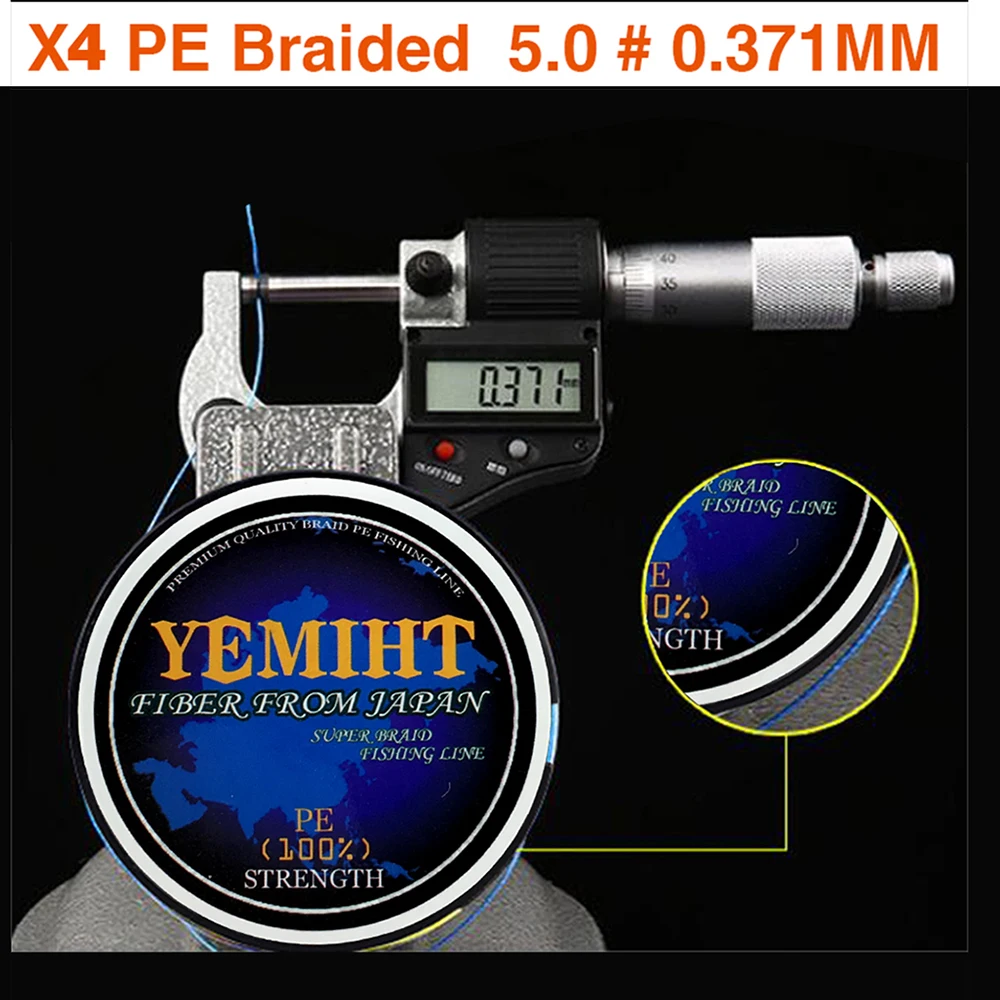 YEMIHT 500M 300M 100M Multicolour PE Braided Wire 4 Strands 10 -120lb Multifilament Japanese Fishing Line